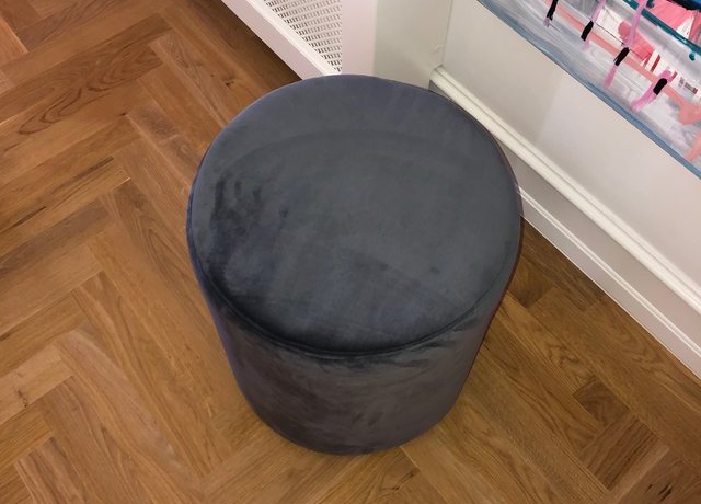 Puff Velour Grå H45 x D40 cm - Moonbeds